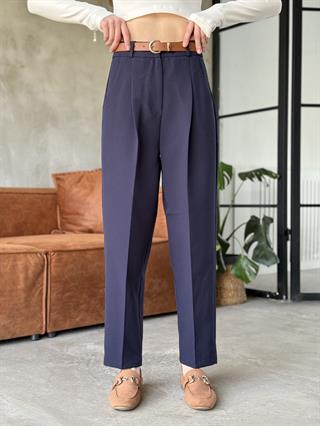 Perry Premium Kemerli Havuç Pantolon - Lacivert