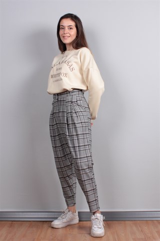 Pileli Şalvar Model Dokuma Pantolon - Karışık