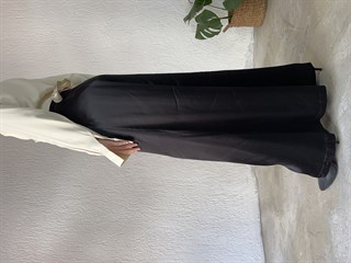 Pileli Saten Pantolon - Siyah