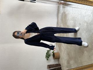 Piliseli Kimono - Pantolon Takım - Gece Mavisi