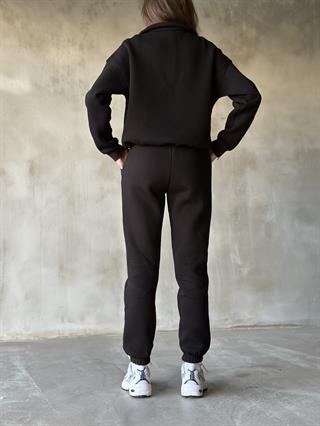 Polo Yaka Jogger Eşofman Takımı - Siyah