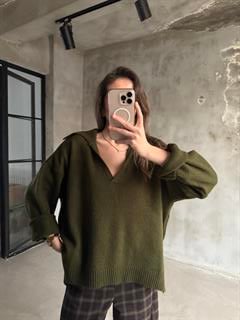 Polo Yaka Oversize Kazak Haki 