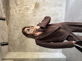 Premium Asimetrik Tasarım Takım - Kahverengi