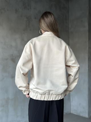 Premium Astarlı Bomber Ceket - Krem