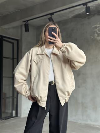 Premium Astarlı Bomber Ceket - Krem