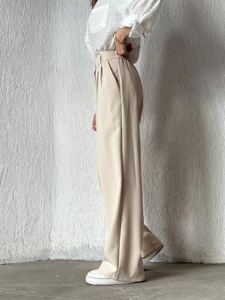 Premium Bel Lastikli Palazzo - Bej