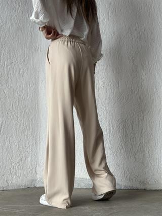 Premium Bel Lastikli Palazzo - Bej