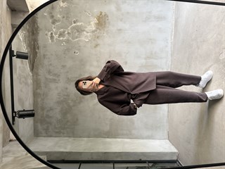 Premium Gabardin Tencel Kimonolu Takım - Kahverengi