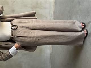 Premium Ham Keten Blazer Pantolon Takım - Vizon