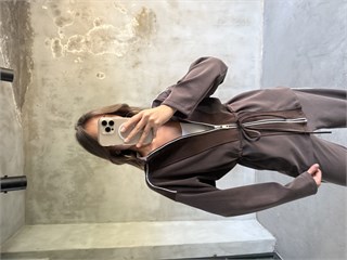 Premium Modal Çizgili Takım - Kahverengi