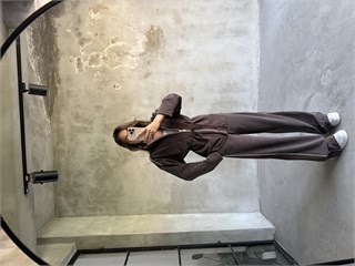 Premium Modal Çizgili Takım - Kahverengi