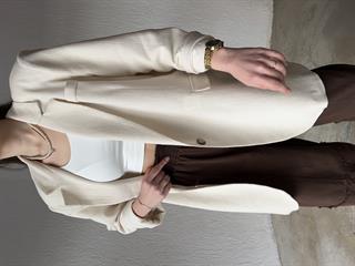 Premium Oversize Keten Ceket - Bej