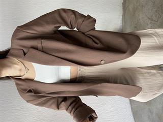 Premium Oversize Keten Ceket - Kahverengi 