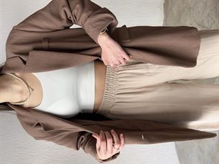 Premium Oversize Keten Ceket - Kahverengi 