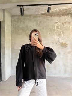 Premium Tensel Bomber Ceket - Siyah