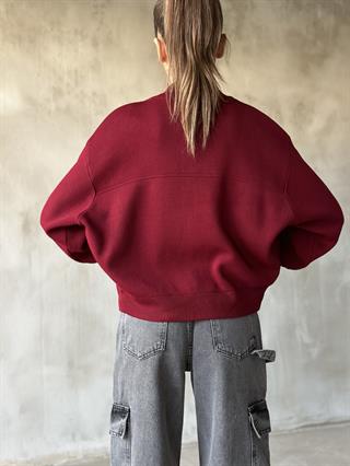 Premium Triko Bomber Ceket - Bordo