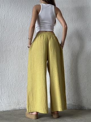 Ruby Keten Salaş Pantolon - Yağ Yeşili