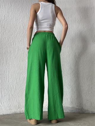 Ruby Keten Salaş Pantolon - Yeşil