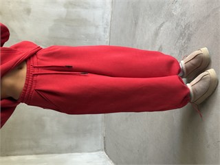Şal Yaka Fermuarlı Oversize Stoperli Takım - Kırmızı