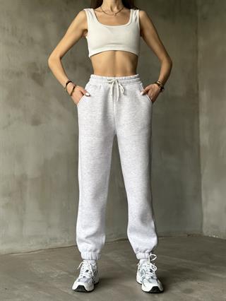 Şardonlu Jogger Eşofman Altı - Gri