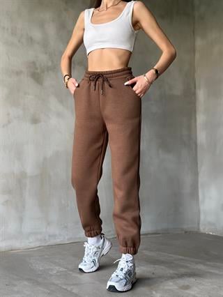 Şardonlu Jogger Eşofman Altı - Kahverengi