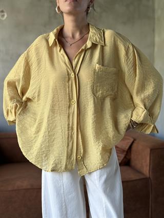 Sarı Oversize Şifon Gömlek
