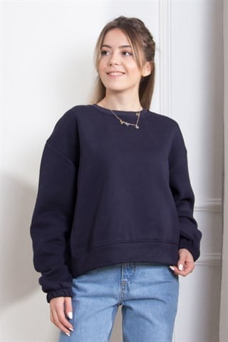 Sırtı Çıtçıtlı Sweatshirt - Lacivert