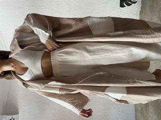 Tasarım Yarasa Kol Müslin Kimono - Bej