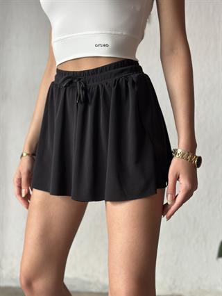 Taytlı Tenis Şortu - Siyah