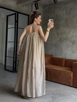 Tencel Modal Elbise - Bej