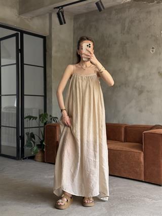 Tencel Modal Elbise - Bej