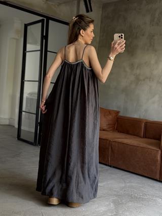 Tencel Modal Maxi Elbise - Füme
