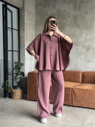 Tencel Modal Yarasa Kol Takım - Gül kurusu 