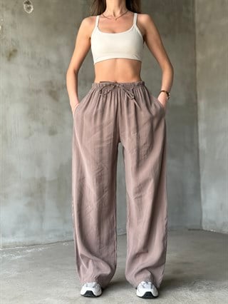 Tencel Salaş Pantolon - Vizon