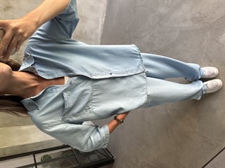 Tensel Denim Kısa Kollu Takım