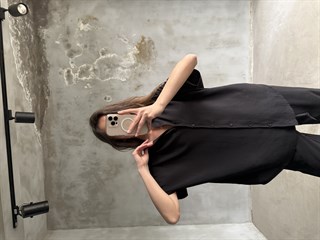 Tensel Oversize Kısa Kollu Takım - Siyah