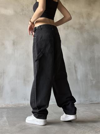 Tokalı Kargo Baggy Jean - Siyah