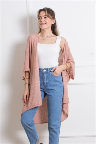 Trend Yarım Kol Hırka - Pudra