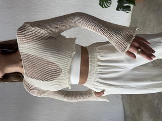 Triko Örme Crop - Kırık Beyaz