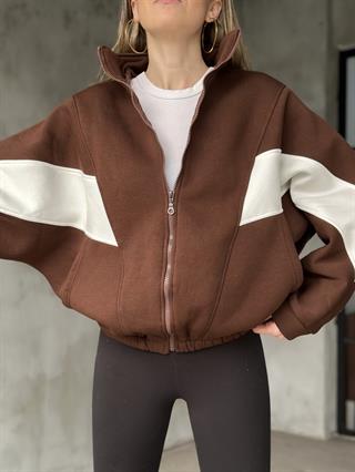 Unisex Oversize Şeritli Hırka