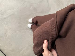 Unisex Oversize Tipografik Eşofman Takımı - Kahverengi