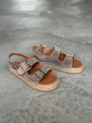 Voleur Hakiki Deri Espadril Sandalet - Toprak 