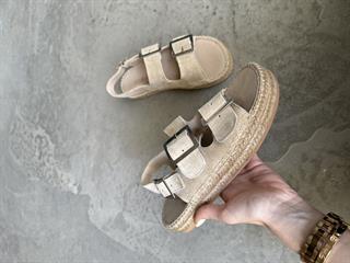 Voleur Hakiki Deri Espadril Sandalet  - Taş