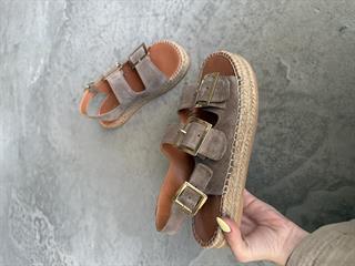 Voleur Hakiki Deri Espadril Sandalet - Toprak 