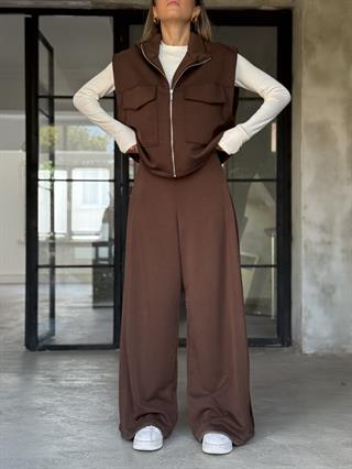 Yanları Pilili Yumuşak Dokulu Modal Wide Leg Pantolon