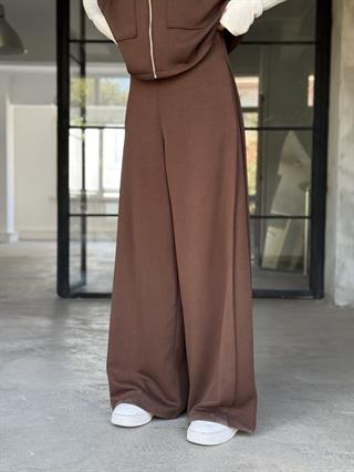 Yanları Pilili Yumuşak Dokulu Modal Wide Leg Pantolon