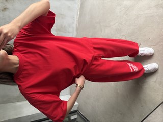 Yazılı Baskılı Oversizs Stoperli Takım - Kırmızı