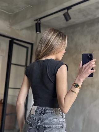 Yıkamalı Baskılı Crop Tshirt