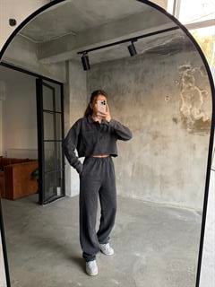 Yıkamalı Polo Yaka Crop Takım