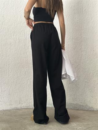 ZR Keten Straight Pantolon - Siyah